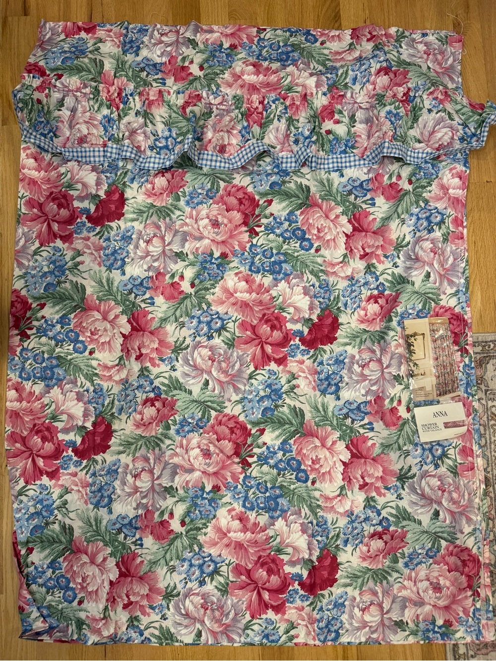 Vintage ANNA  Shower curtain  with Valance 70” x  48”L